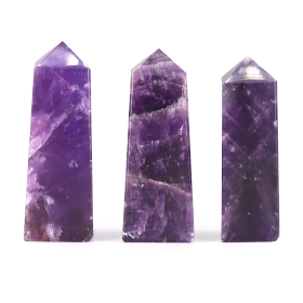 3x Edelstein-Obeliskenspitzen ca. 5 cm - Afrikanischer Amethyst