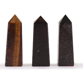 3x Edelstein-Obeliskenspitzen ca. 5 cm - Tigerauge
