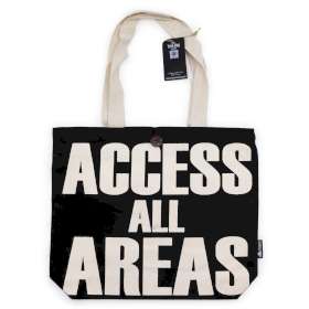 5x Kultige klassische Tragetasche – ACCESS ALL AREAS – Schwarz Natur 10oz (36x43x10cm)