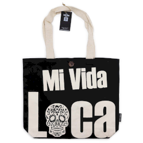 5x Kultige klassische Tragetasche – Mi Vida Loca – Schwarz Natur 10oz (36x43x10cm)