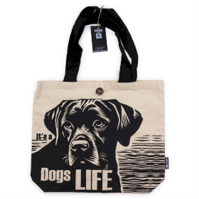 5x Kultige klassische Tragetasche – It\'s a Dogs Life – Weiß 10oz (36x43x10cm)
