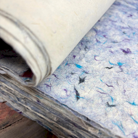 10x Lokta Bastel-/Geschenkpapier (51 x 76 cm) – Blaue Baumwolle