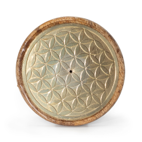 10x Gold auf Mangoholz - Blume des Lebens