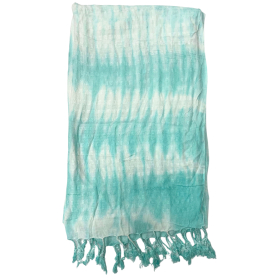 4x Boho Java Art Stola/Schal – Blaugrüne Streifen & Motiv – 62 x 200 cm