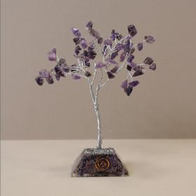 Edelsteinbaum mit Orgonitbasis – 80 Steine ​​– Amethyst