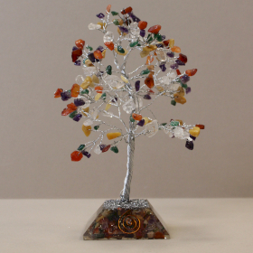 Edelsteinbaum mit Orgonitbasis – 160 Steine ​​– Mehrfarbig