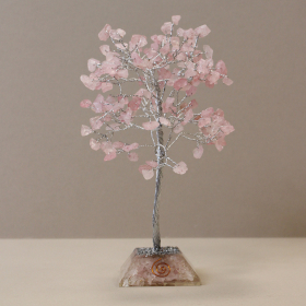 Edelsteinbaum mit Orgonitbasis – 160 Steine ​​– Rosenquarz