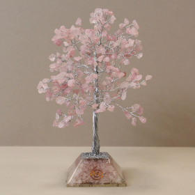 Edelsteinbaum mit Orgonitbasis – 320 Steine ​​– Rosenquarz