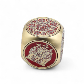 Feng Shui Fortune - Roter und Messing-Wohlstandswürfel - Flach