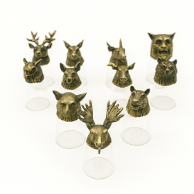 12x Bottom Up Schnapsgläser (25 ml) – Wald & mystische Kreaturen – Antikbronze