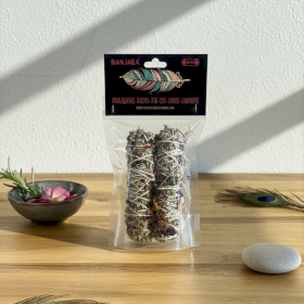 2x Banjara Smudge – Himalaya-Salbei, Blaue Erbse, Rose, Tesu, Jasmin, Kamille