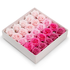 25x Seifenblume (5-lagig) Romantische Rose – abgestufte Auswahl – Rosa Blush