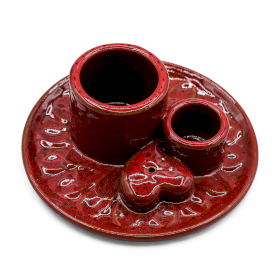 Palo Santo Stick & Smudge Holder - Mandala - Rot mit Herzglanz