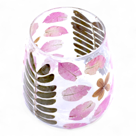 4x Natürliches florales Glas - Vase Kerzenhalter - Primavera - (12x11cm)