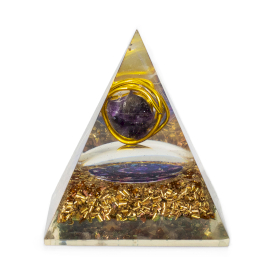 Med Orgonit-Pyramiden 7x6cm - Umwickelter Amethyst - Kupferchips